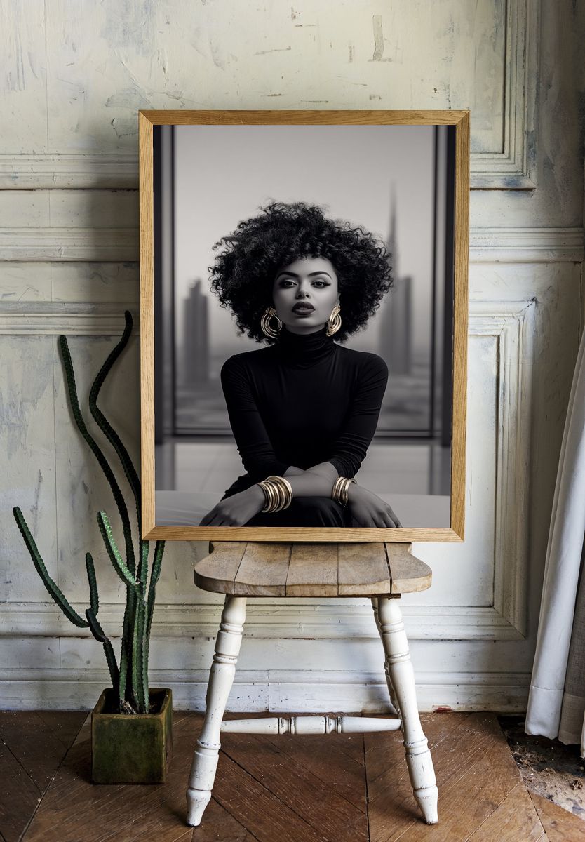 Elegant Black-and-White Portrait Poster. room preview