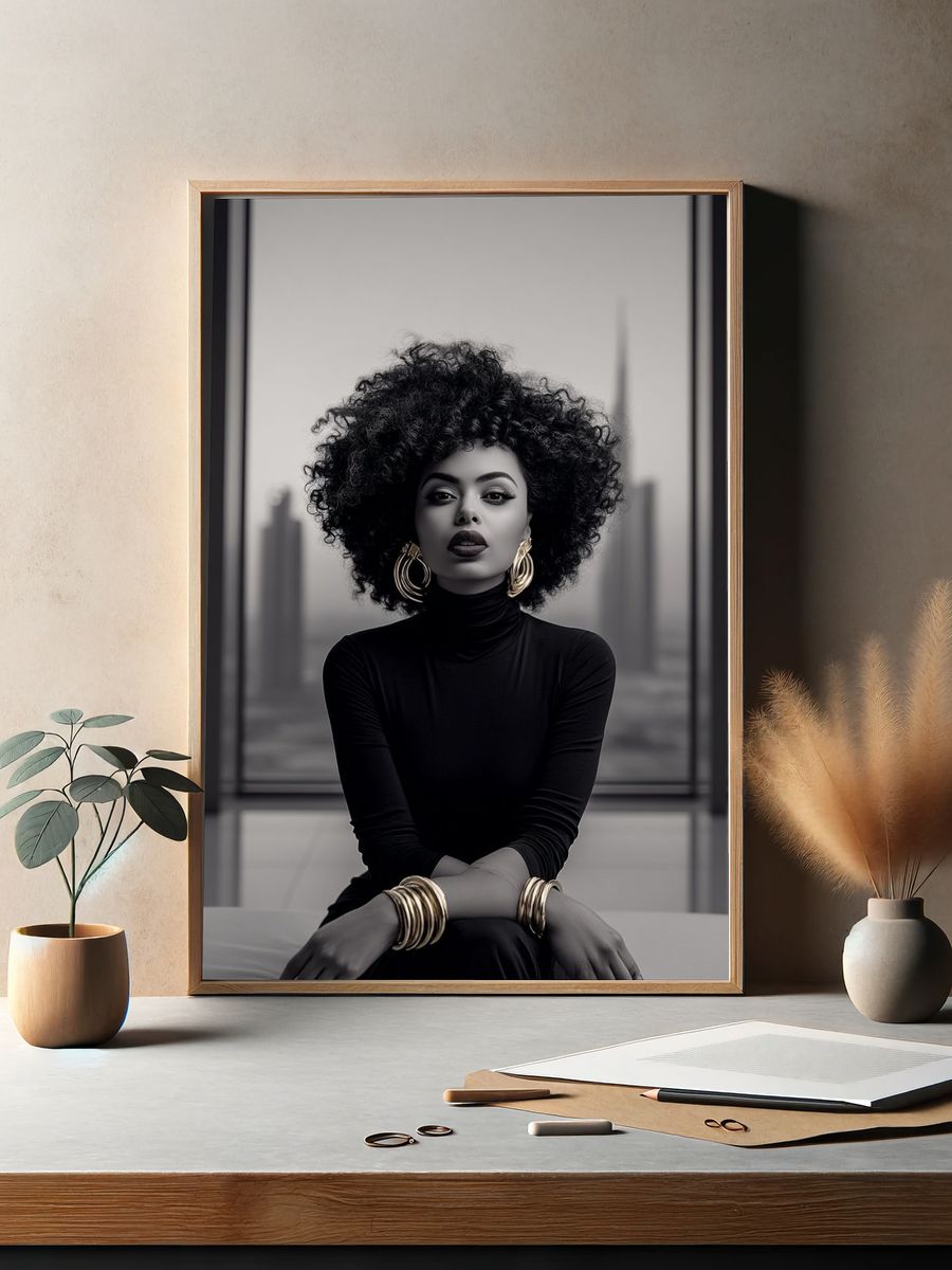 Elegant Black-and-White Portrait Poster. — room view 2