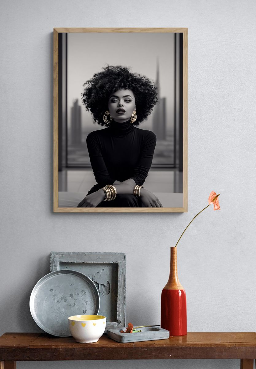 Elegant Black-and-White Portrait Poster. — room view 3