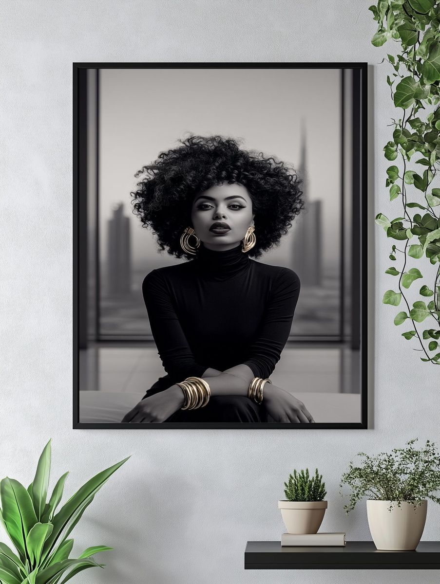 Elegant Black-and-White Portrait Poster. — room view 4