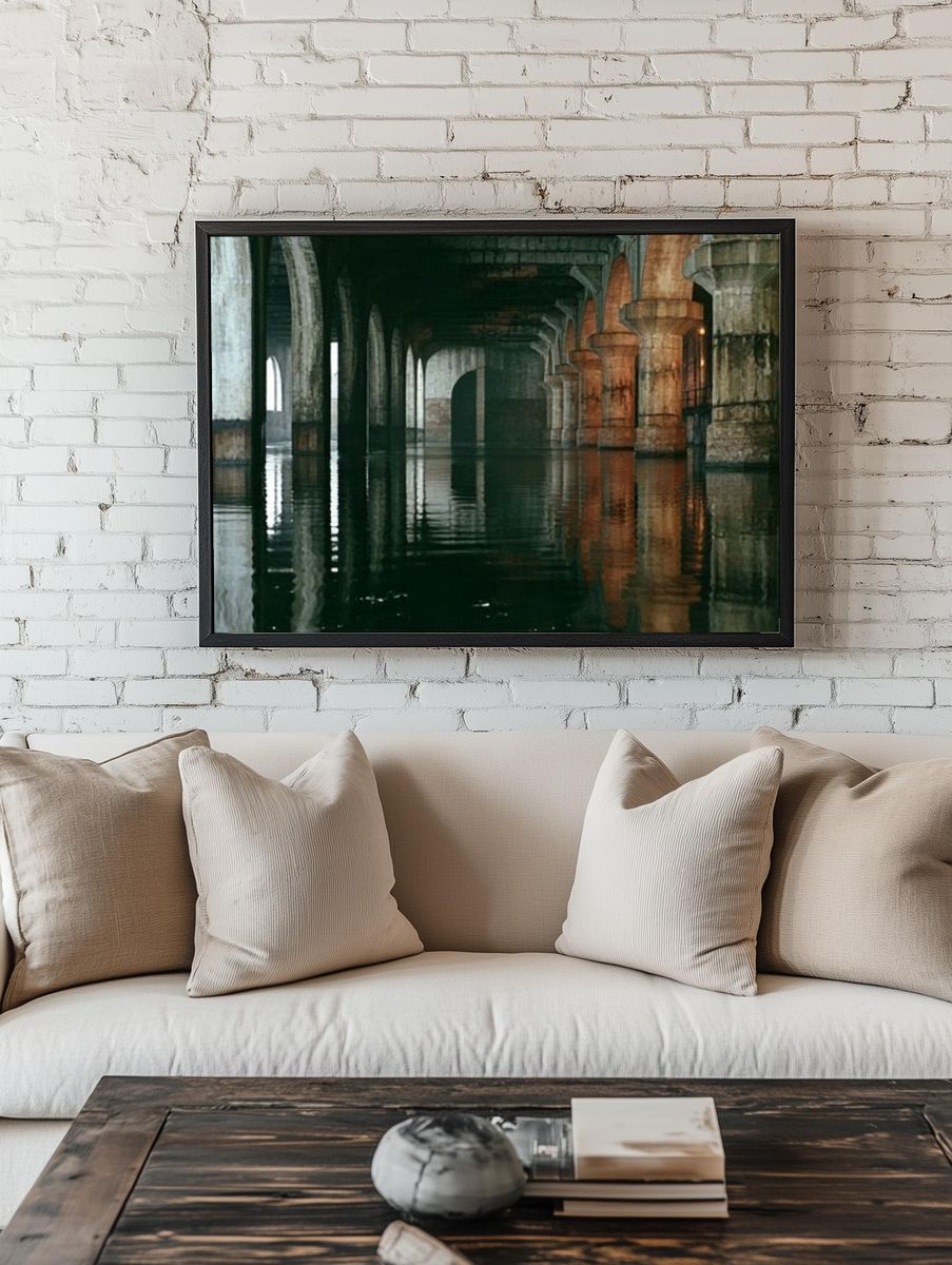Flooded Stone Arches Photography Poster. room preview