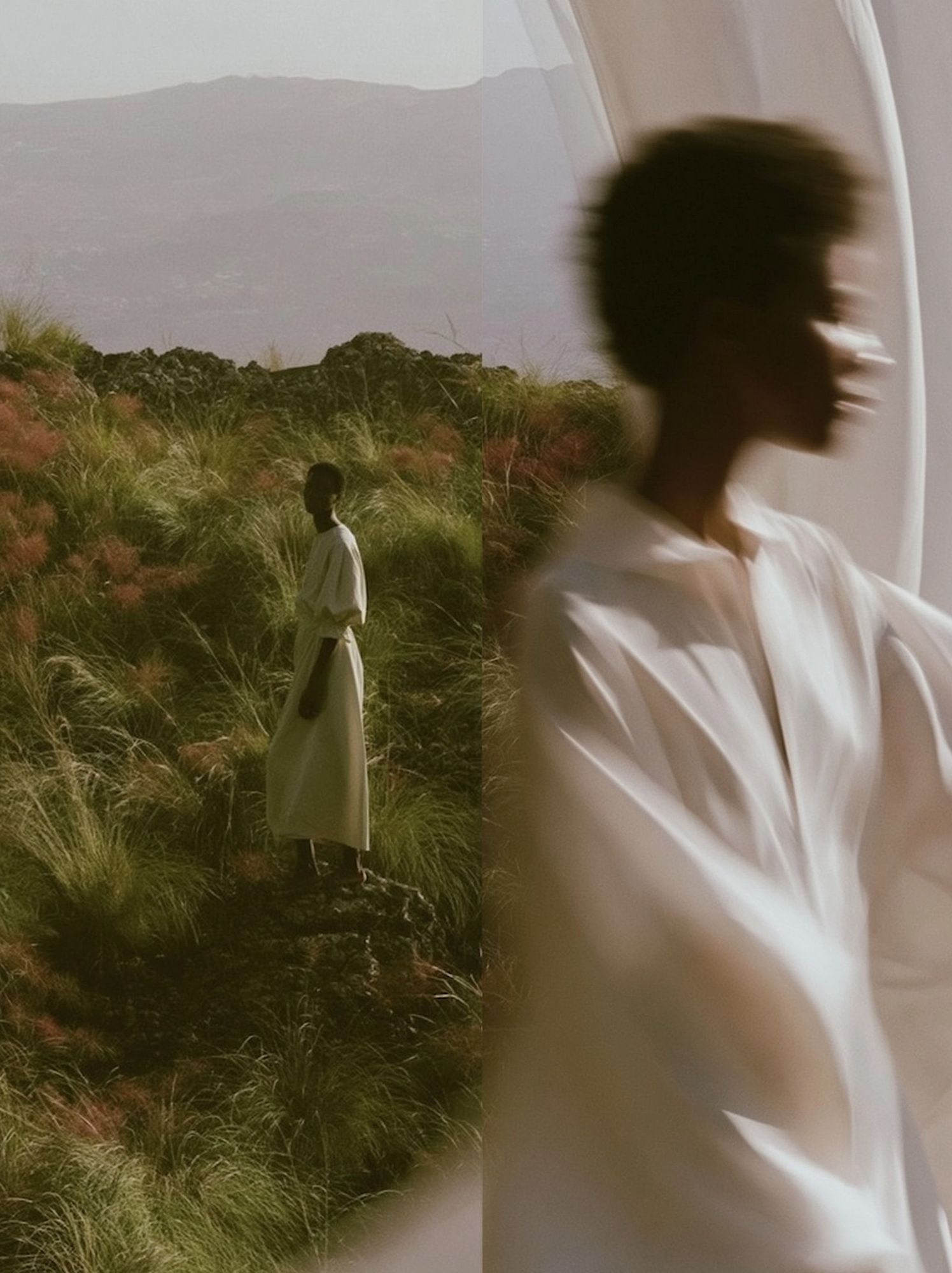 Dreamlike Figure in Grassland Photography Poster. poster detail
