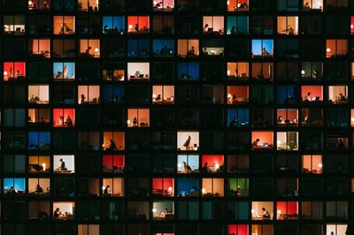 Lit Office Windows Photography Poster.