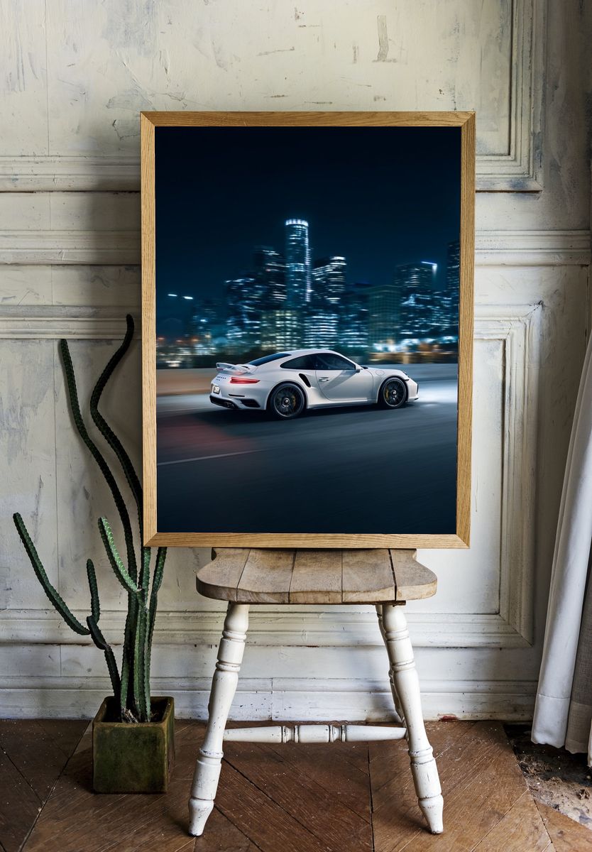 Night City Sports Car Photography Poster. — room view 1