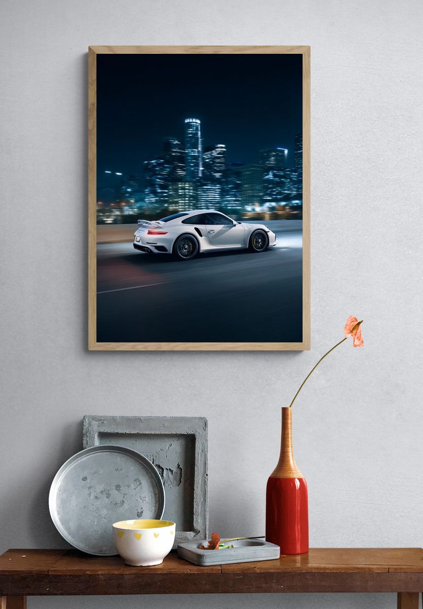Night City Sports Car Photography Poster. — room view 3