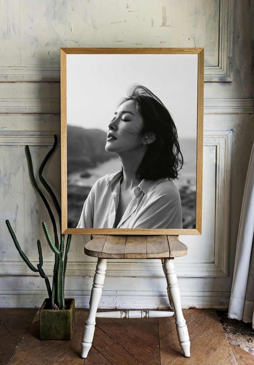 Coastal Serenity Portrait Print. room preview
