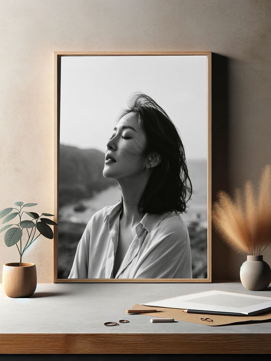 Coastal Serenity Portrait Print. — room view 2