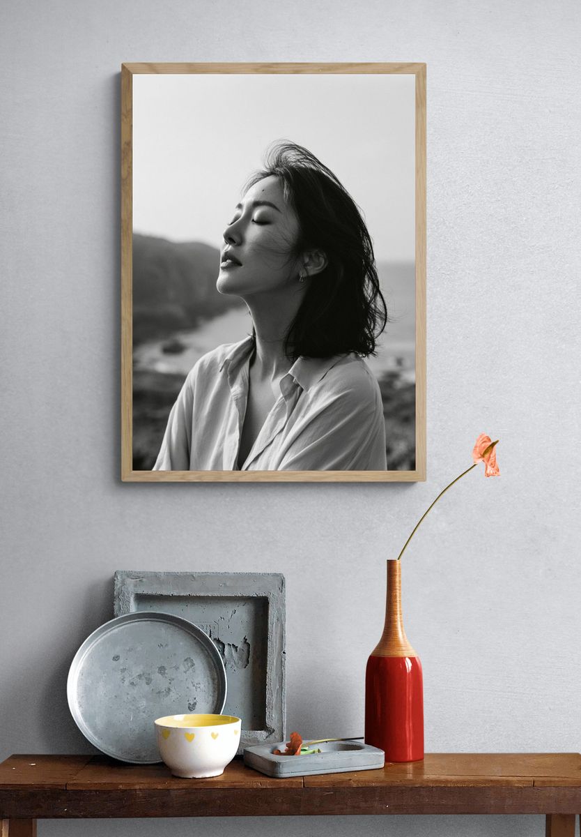Coastal Serenity Portrait Print. — room view 3