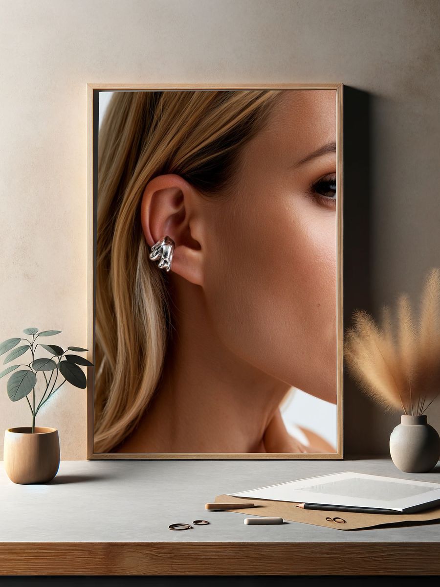 Elegant Ear Cuff Portrait Print. — room view 2
