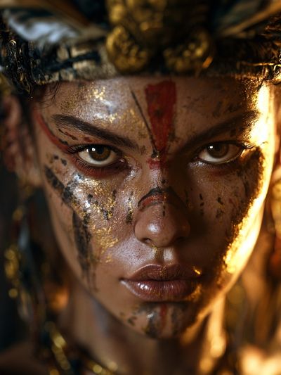 Golden Warrior Portrait Print.