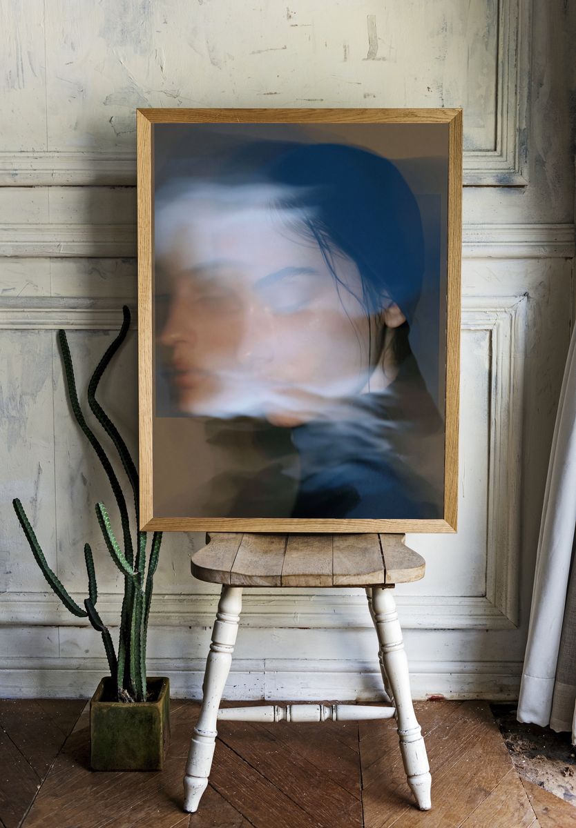 Dreamy Double Exposure Portrait Print. room preview