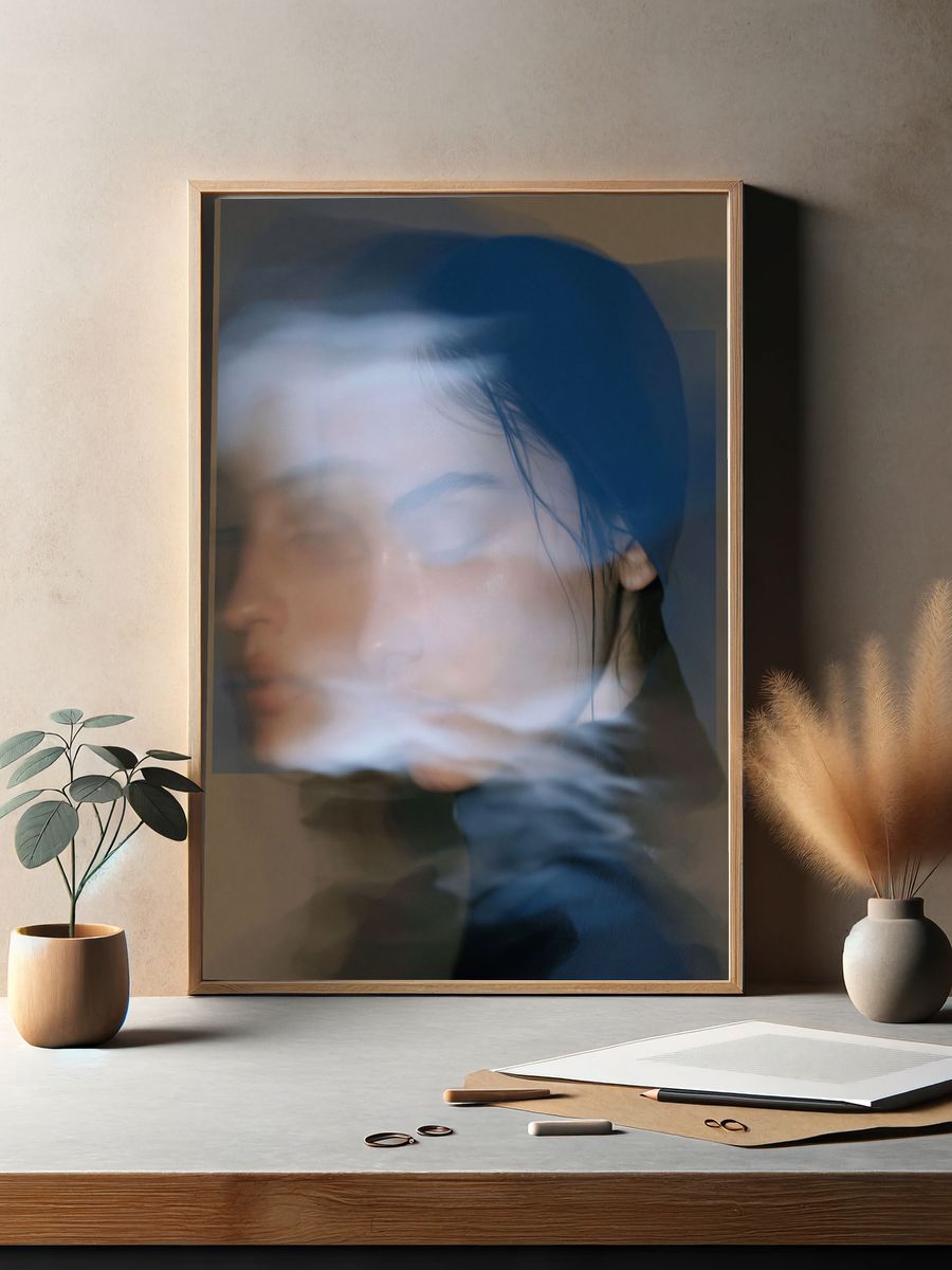 Dreamy Double Exposure Portrait Print. — room view 2