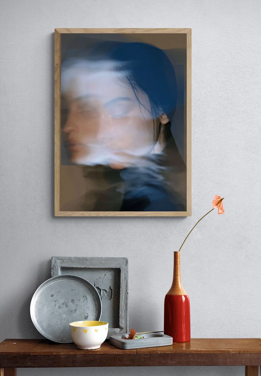 Dreamy Double Exposure Portrait Print. — room view 3