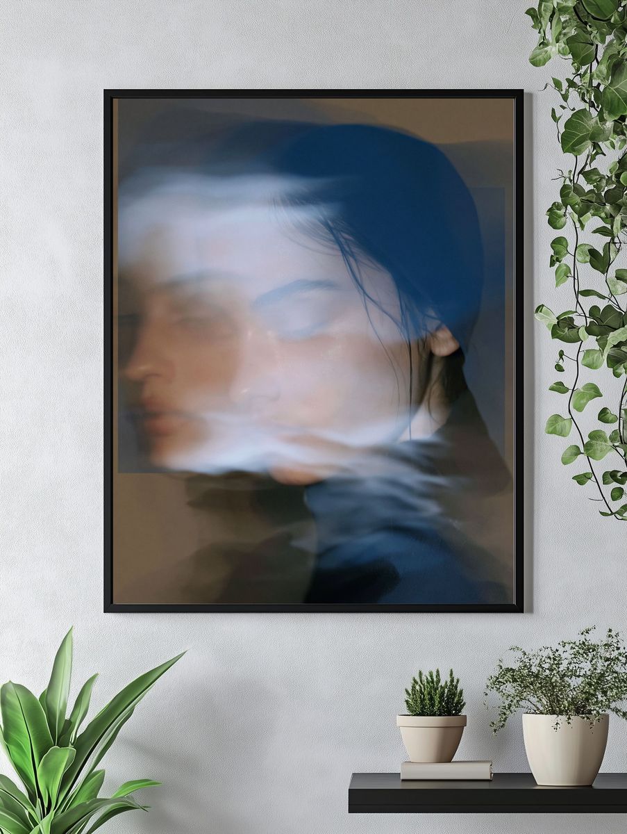 Dreamy Double Exposure Portrait Print. — room view 4