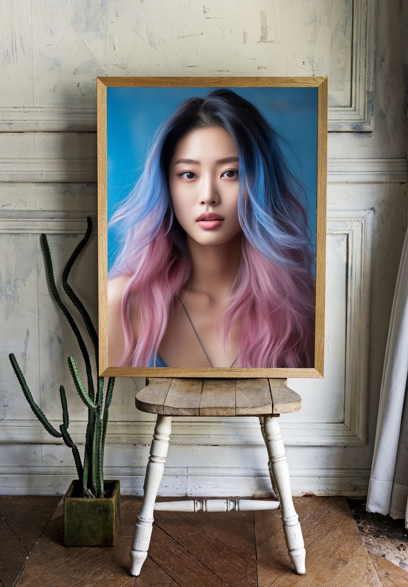 Pastel Hair Portrait Poster. — room view 1