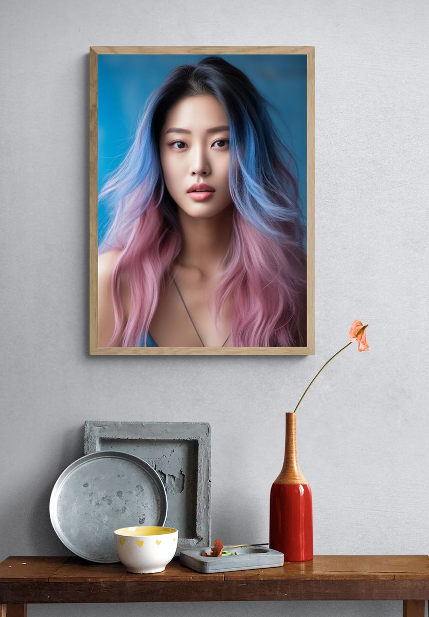 Pastel Hair Portrait Poster. — room view 3