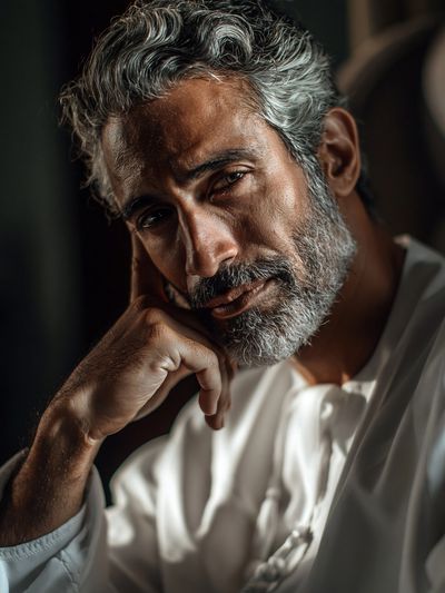 Contemplative Man Portrait Poster.