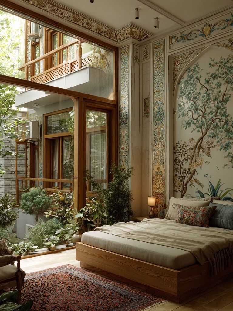 Botanical Bedroom Interior Photography Poster. poster detail