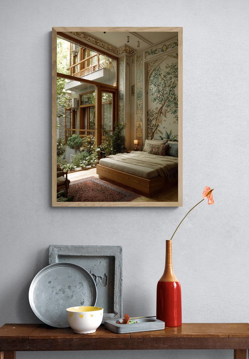 Botanical Bedroom Interior Photography Poster. — room view 3