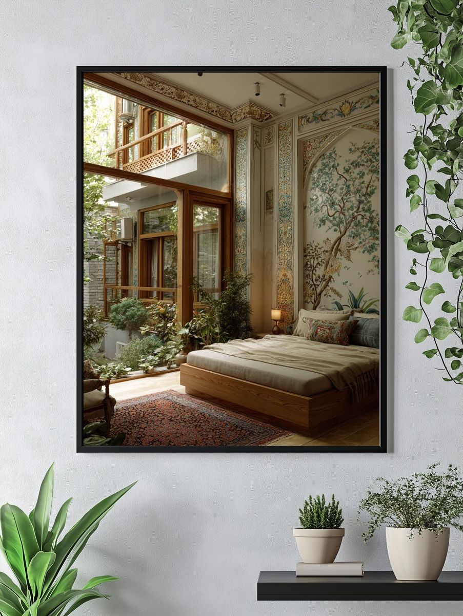 Botanical Bedroom Interior Photography Poster. — room view 4