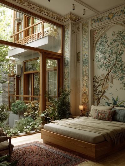 Botanical Bedroom Interior Photography Poster. poster