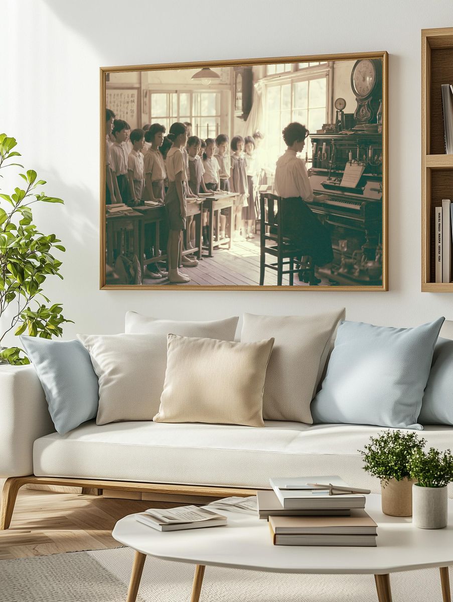 Vintage Classroom Piano Poster. — room view 2