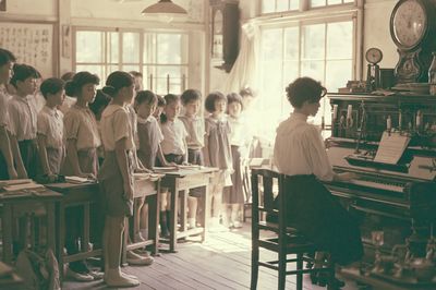 Vintage Classroom Piano Poster. poster