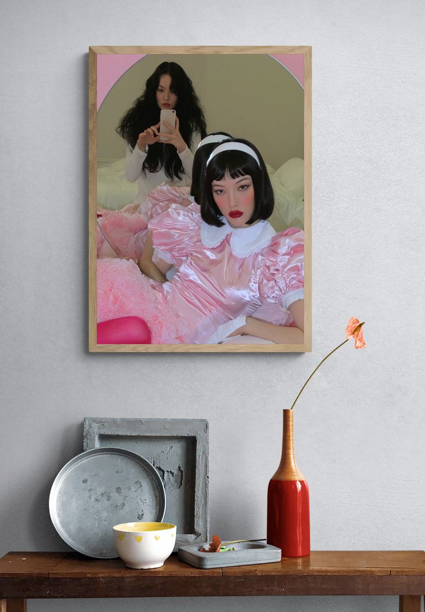 Pink Dollcore Self-Portrait Photography Poster. — room view 3