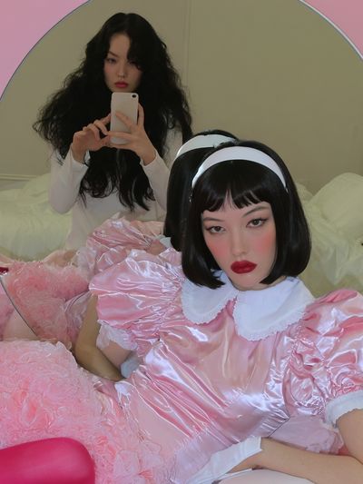 Pink Dollcore Self-Portrait Photography Poster. poster