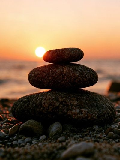 Stacked Stones Sunset Photography Poster. poster