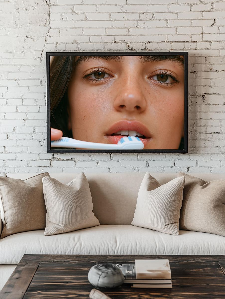 Freckled Profile Portrait Poster. — room view 1