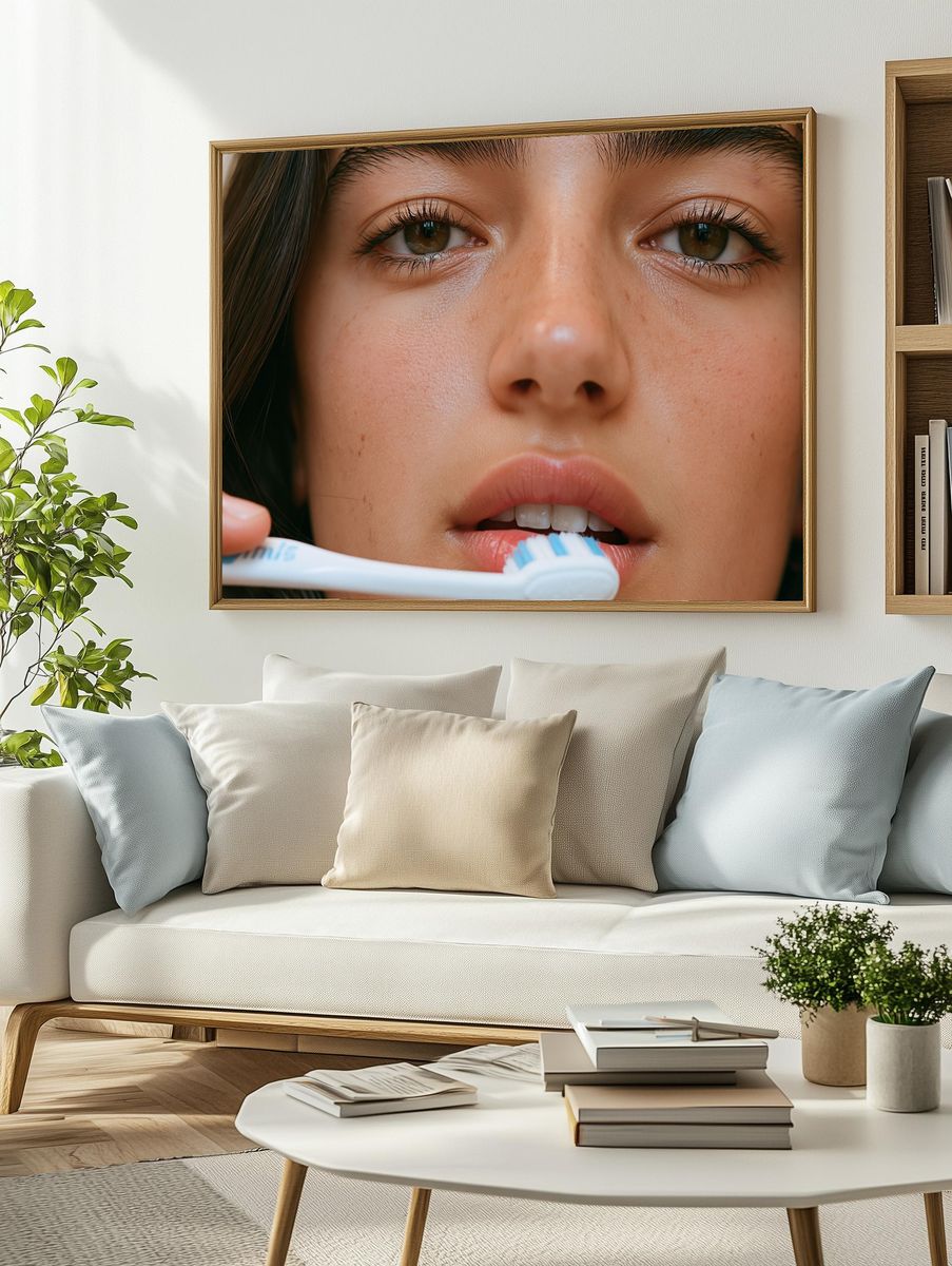 Freckled Profile Portrait Poster. — room view 2