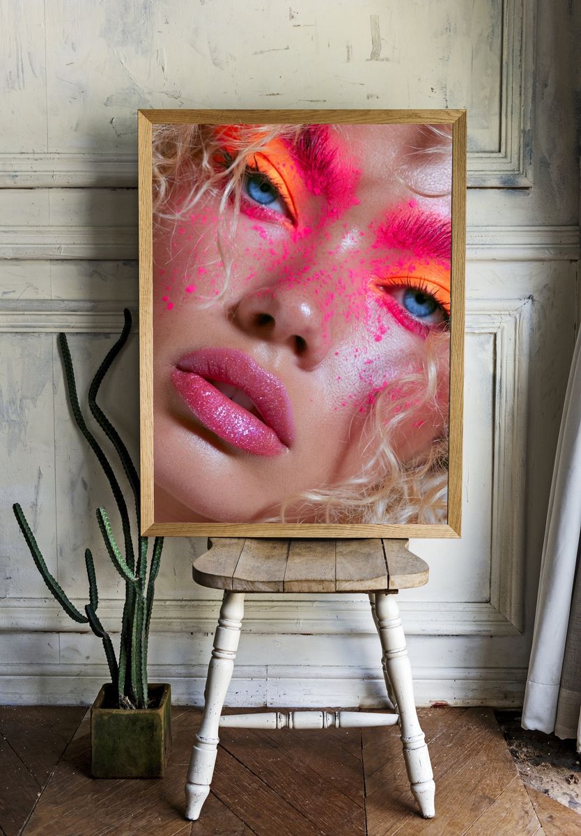 Neon Glam Portrait Poster. room preview