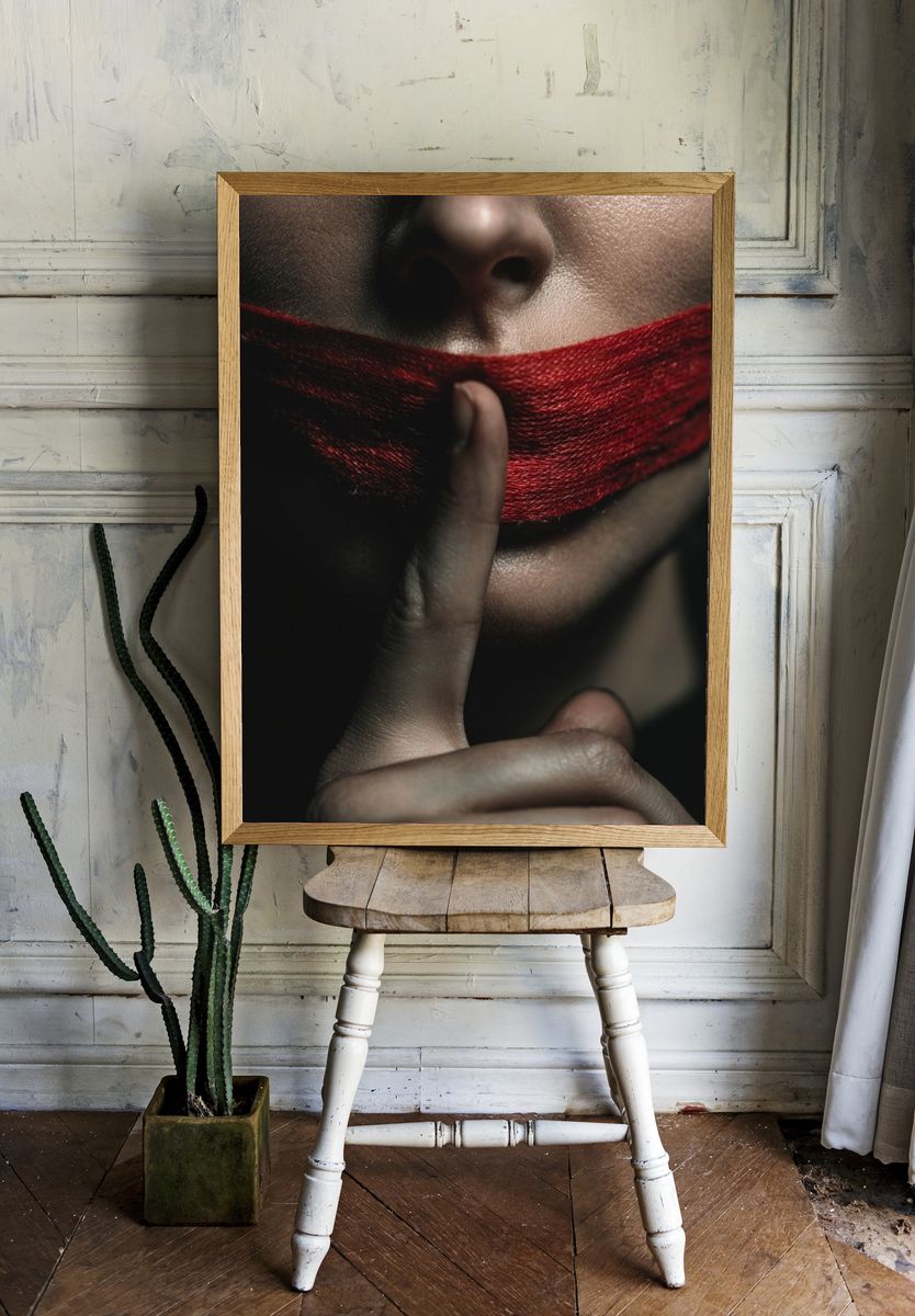 Silent Red Thread Portrait Print. — room view 1