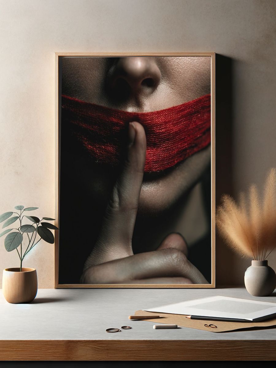 Silent Red Thread Portrait Print. — room view 2
