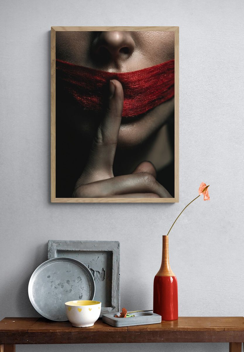 Silent Red Thread Portrait Print. — room view 3
