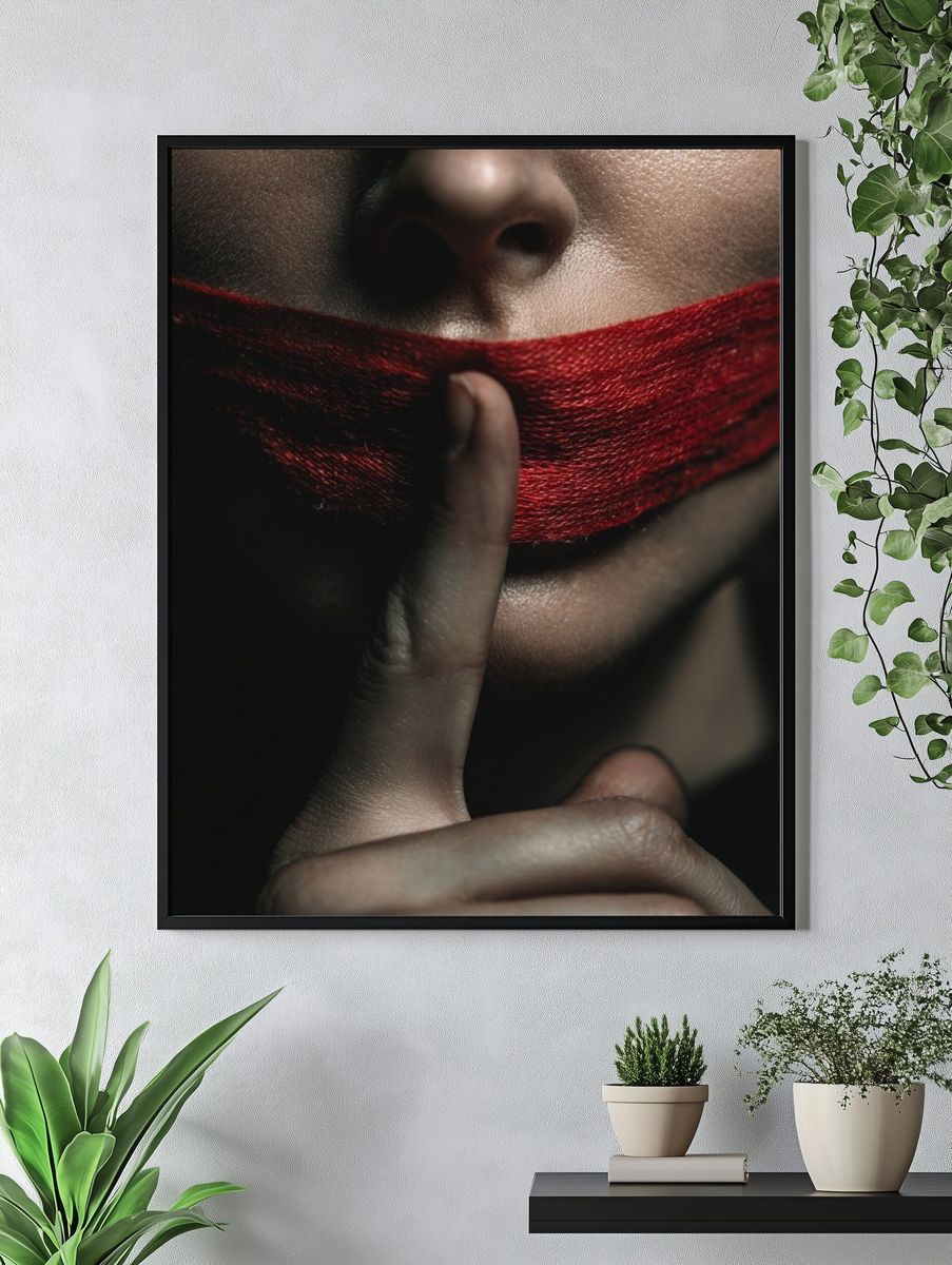 Silent Red Thread Portrait Print. — room view 4