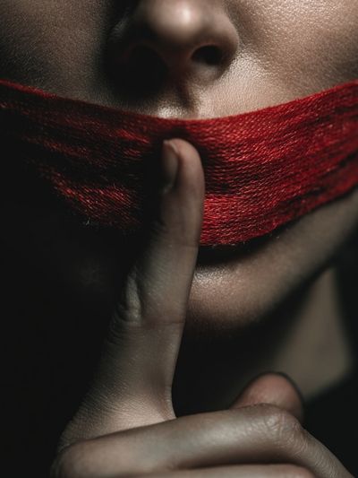 Silent Red Thread Portrait Print. poster