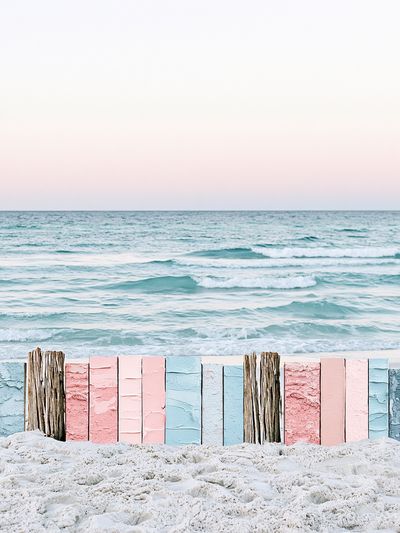 Pastel Seaside Fence Photography Poster.