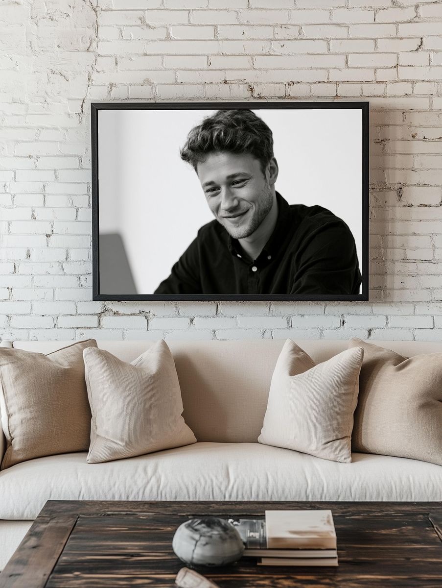 Smiling Man Portrait Print. room preview