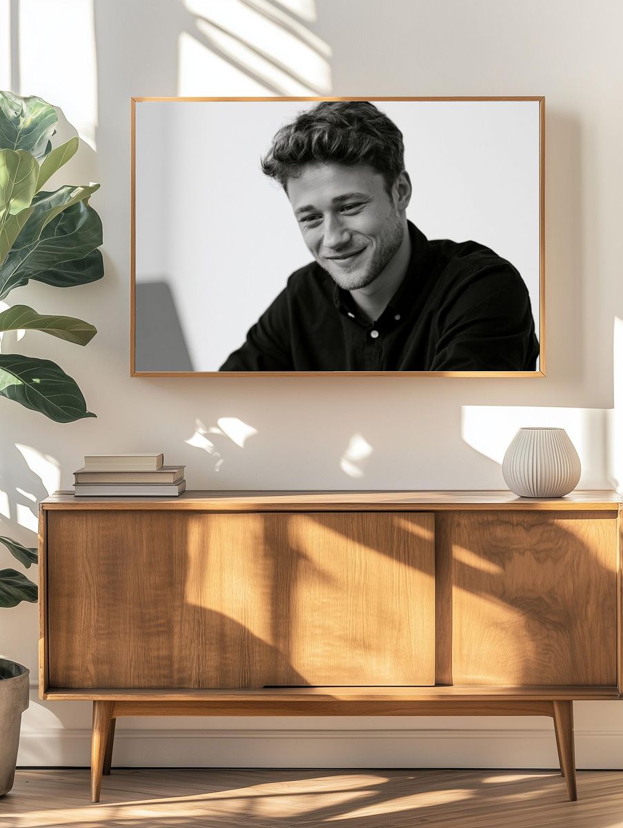 Smiling Man Portrait Print. — room view 3