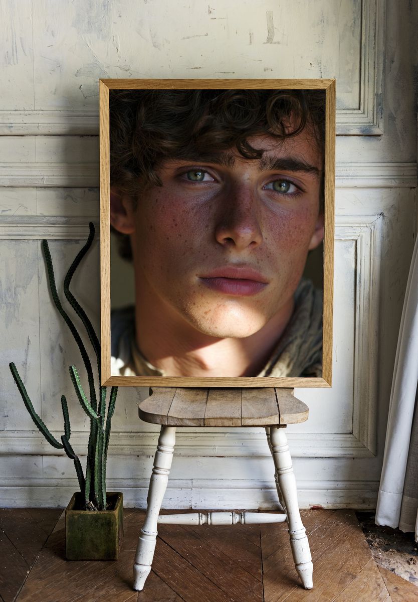 Moody Young Man Portrait Print. room preview