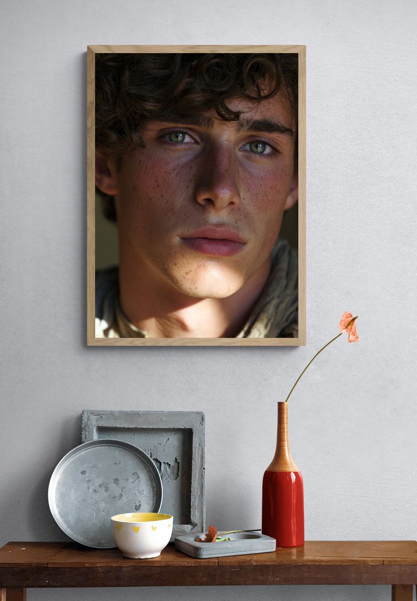 Moody Young Man Portrait Print. — room view 3