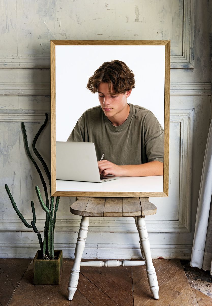 Focused Student Portrait Print. room preview
