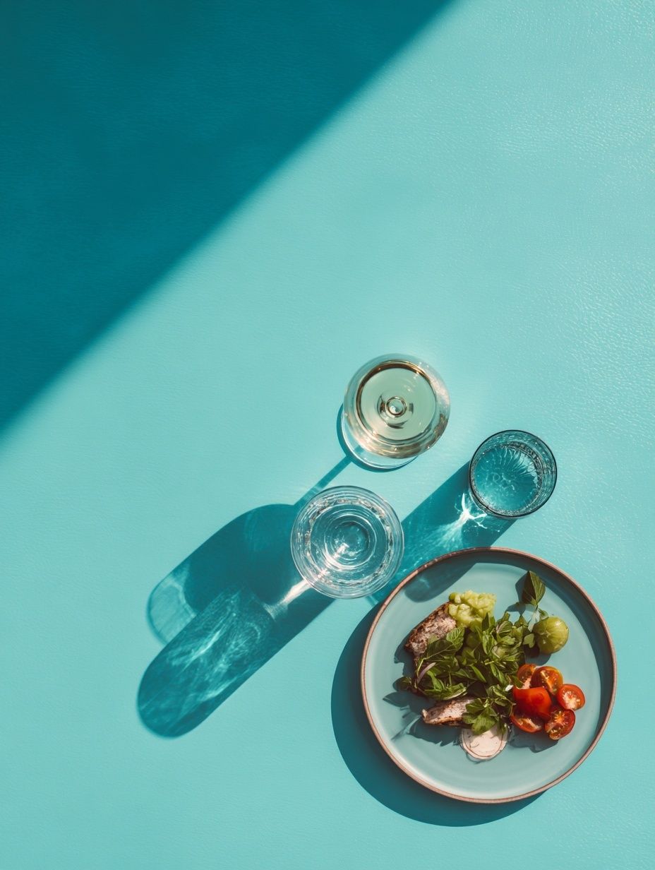 Turquoise Tabletop Still Life Poster. poster detail