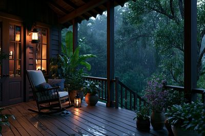 Rainy Jungle Porch Photography Poster.