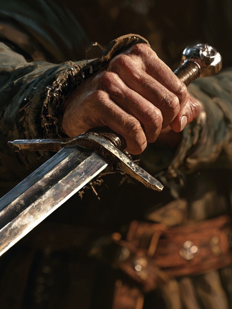 Knight Sword Grip Photography Poster. poster detail
