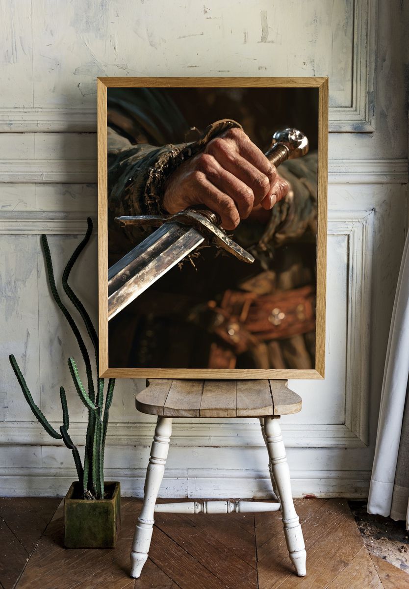 Knight Sword Grip Photography Poster. — room view 1