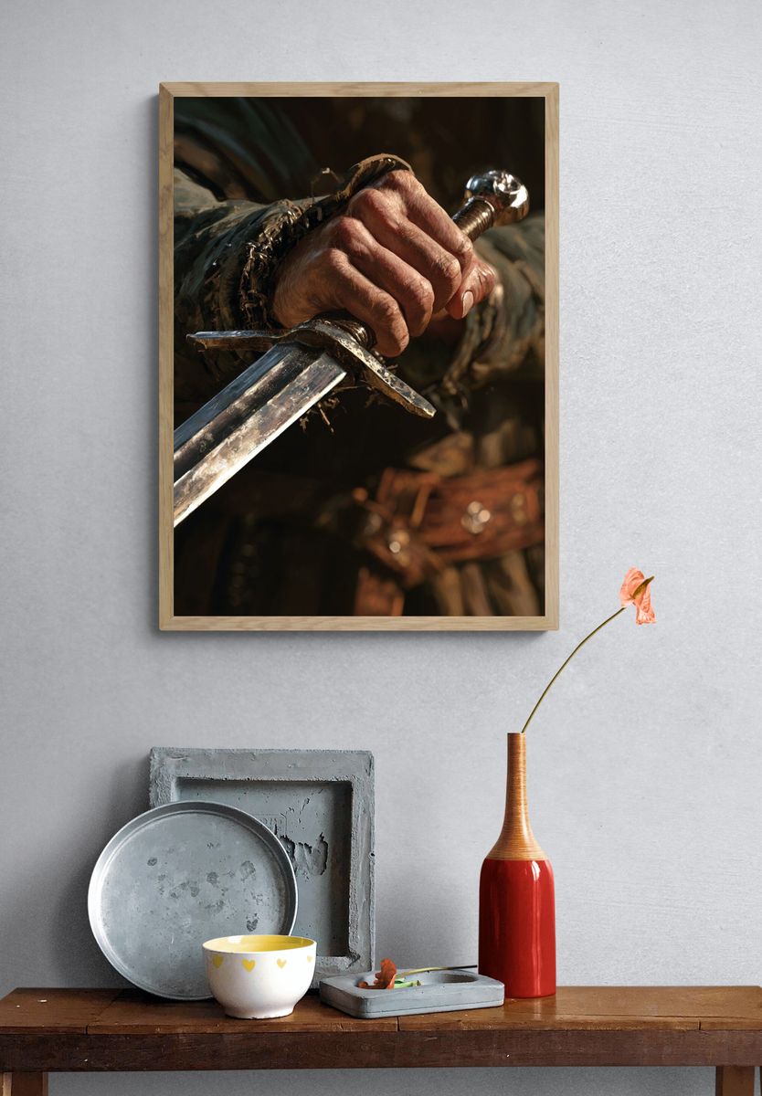 Knight Sword Grip Photography Poster. — room view 3