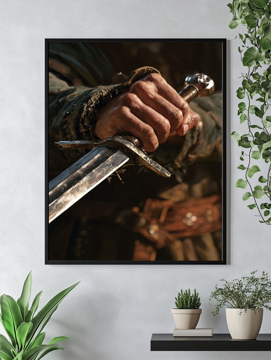 Knight Sword Grip Photography Poster. — room view 4